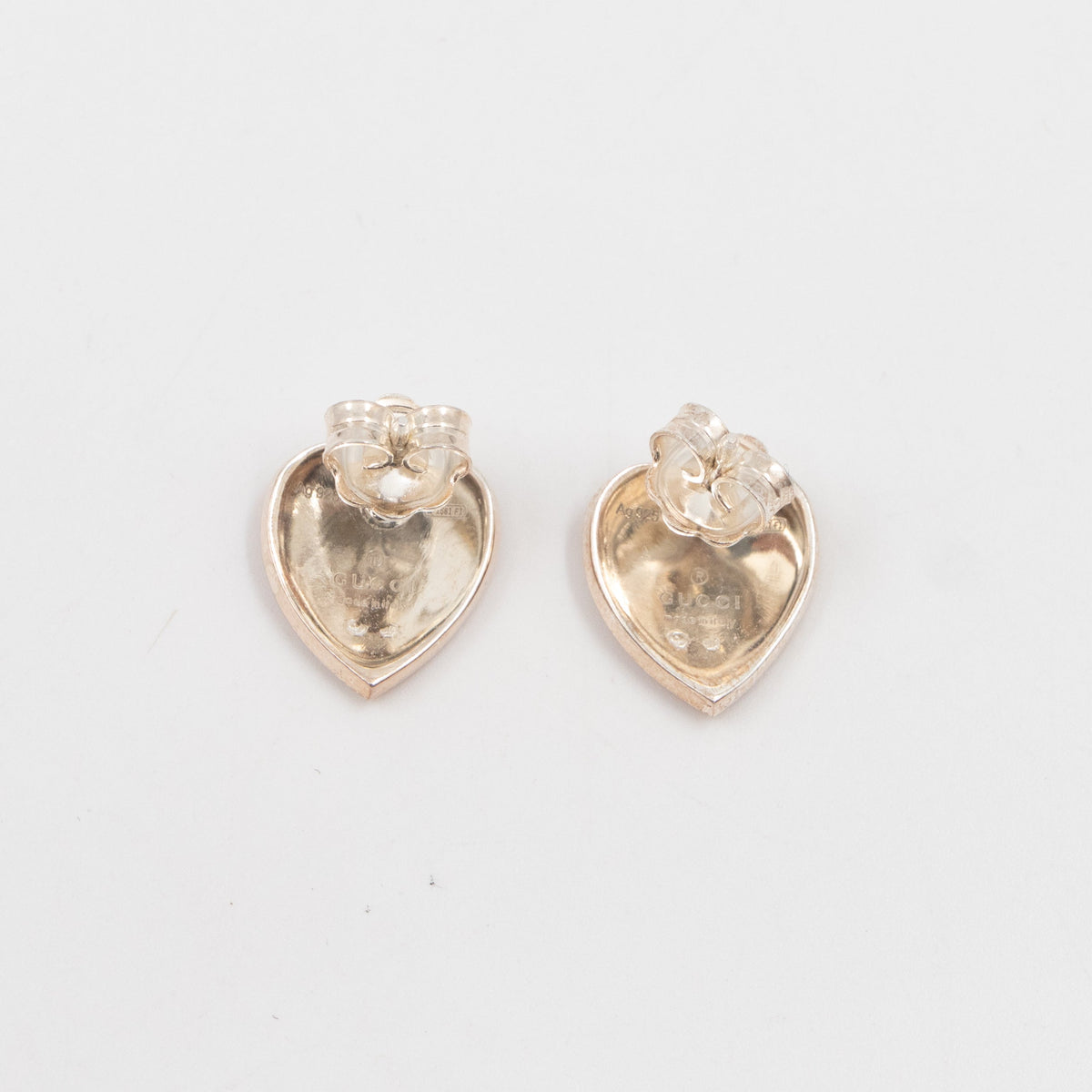 Interlocking G Heart Earrings Red 925 Silver