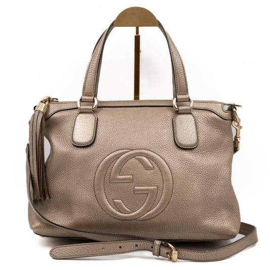 Soho Two Way Shoulder Bag Champagne Leather