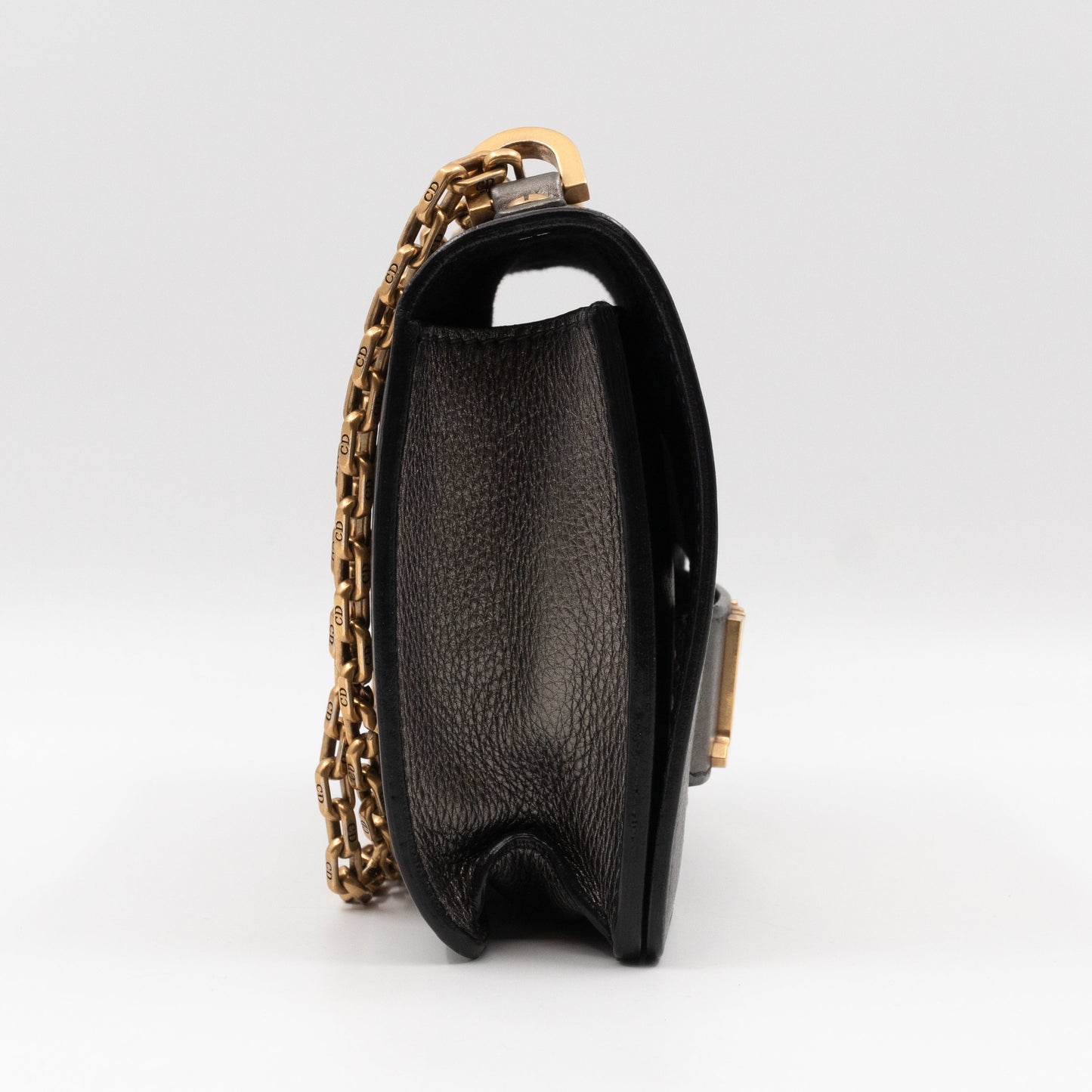 J'Adior Flap Bag Medium Metallic Gray Leather