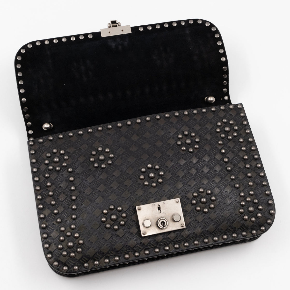 Addict Medium Black Calfskin Ruthenium