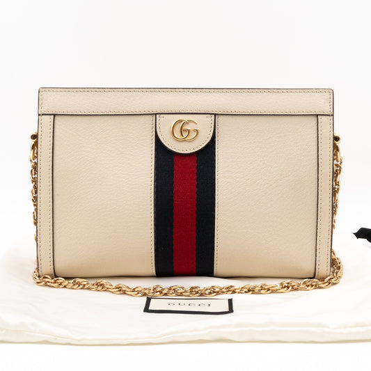 Ophidia GG Small Shoulder Bag White Leather