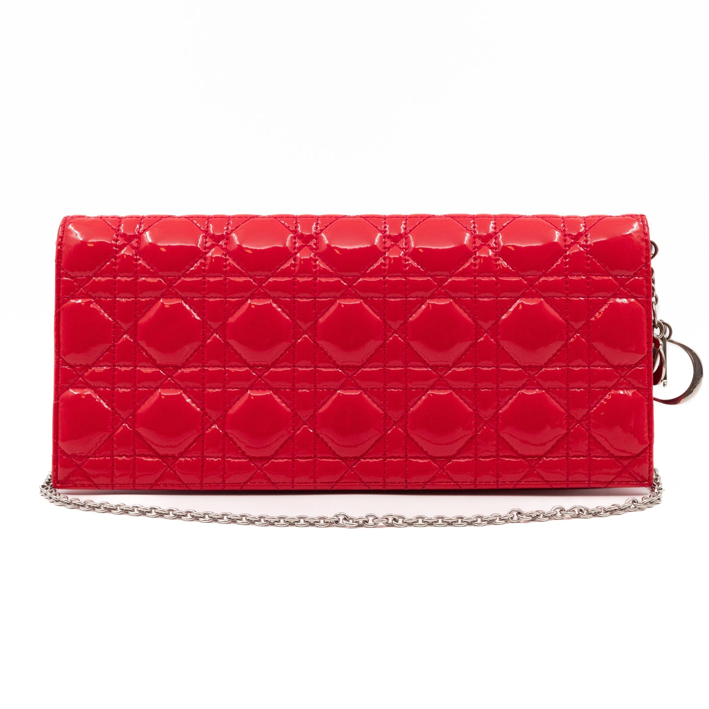 Lady Dior Clutch with Chain Red Cannage Patent Leather