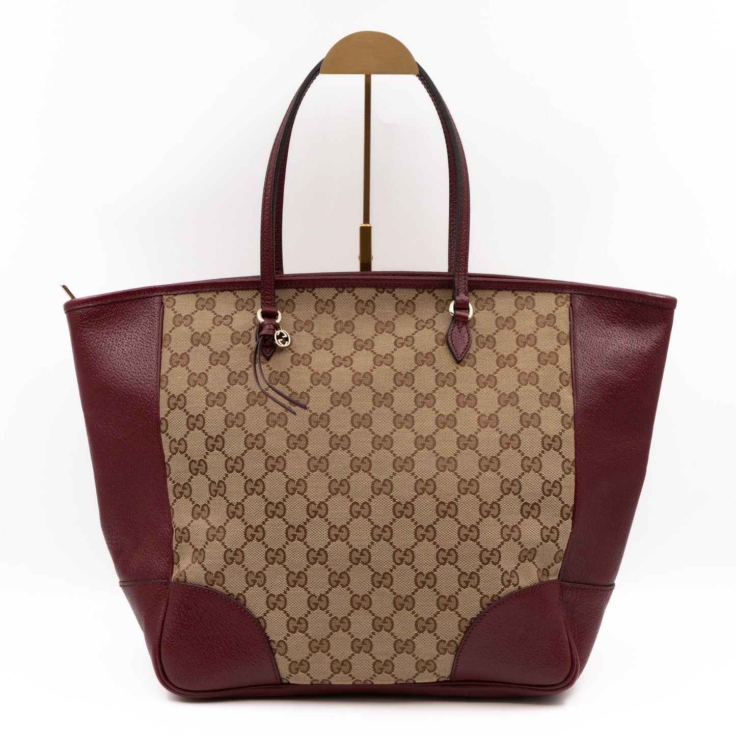 Bree Original Tote Medium GG Canvas Burgundy Leather