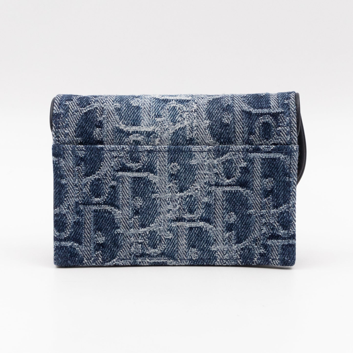 Saddle Bloom Card Holder Blue Denim Dior Oblique Jacquard