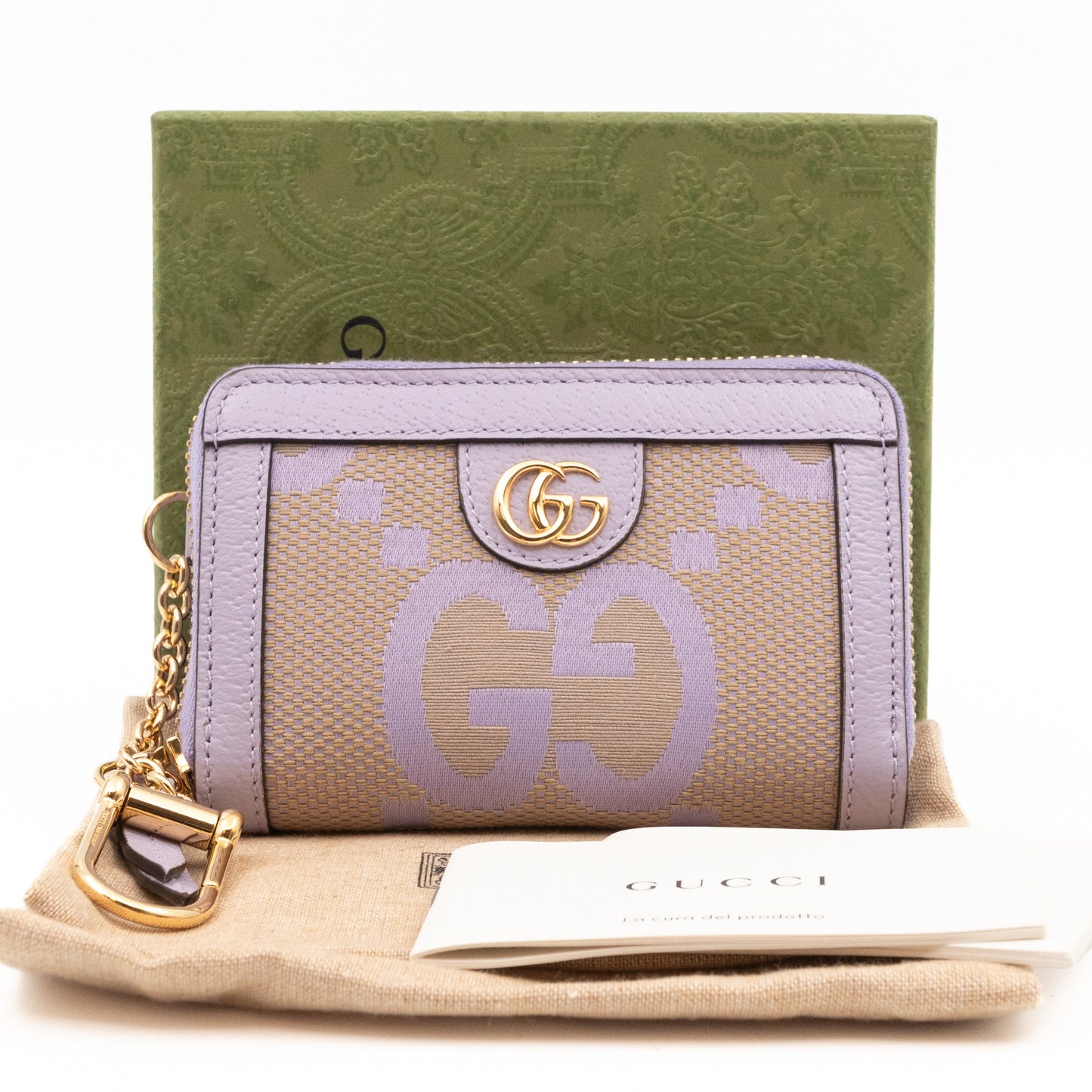 Gucci Ophidia Zip Around Card Case Lilac