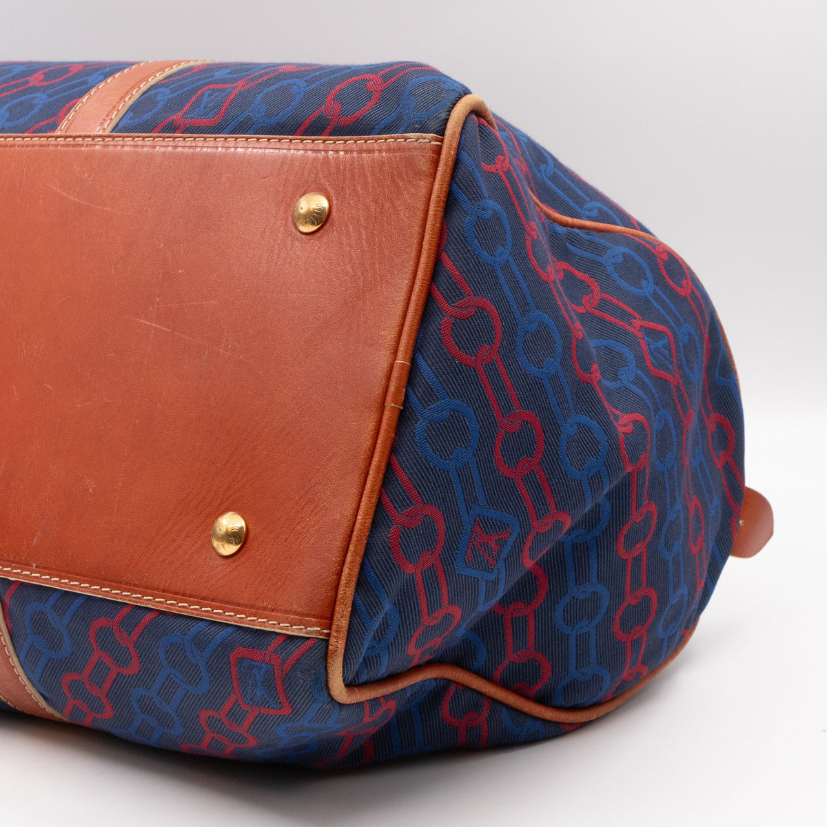 Keepall 50 Ouvea Blue Red Canvas Brown Leather