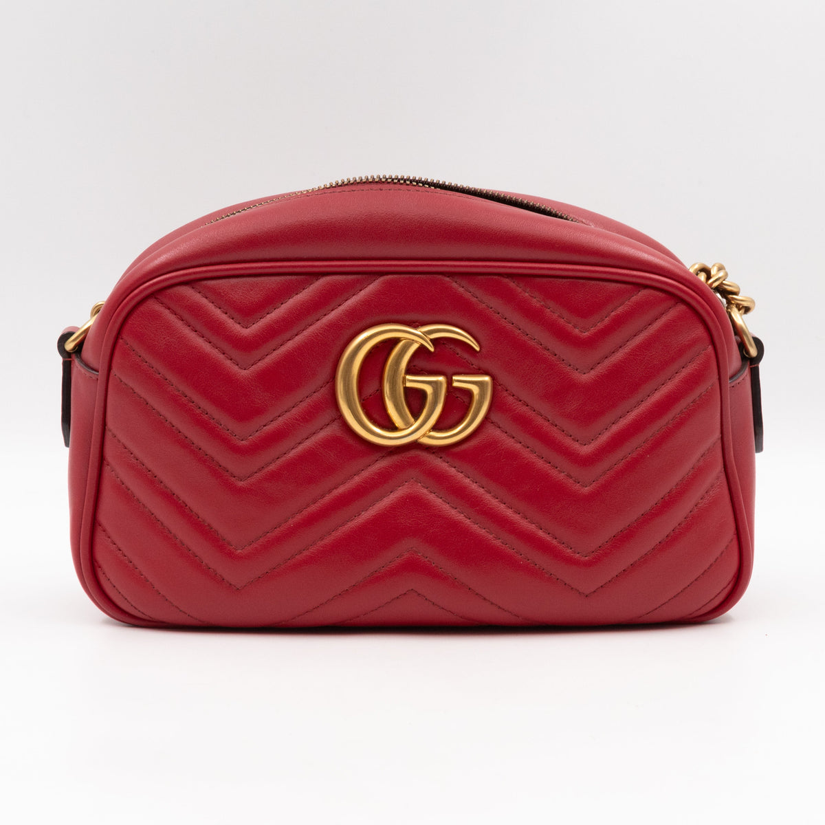 GG Marmont Small Matelasse Red Leather