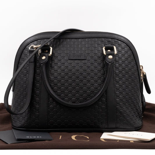 Dome Shoulder Bag Microguccissima Black Leather