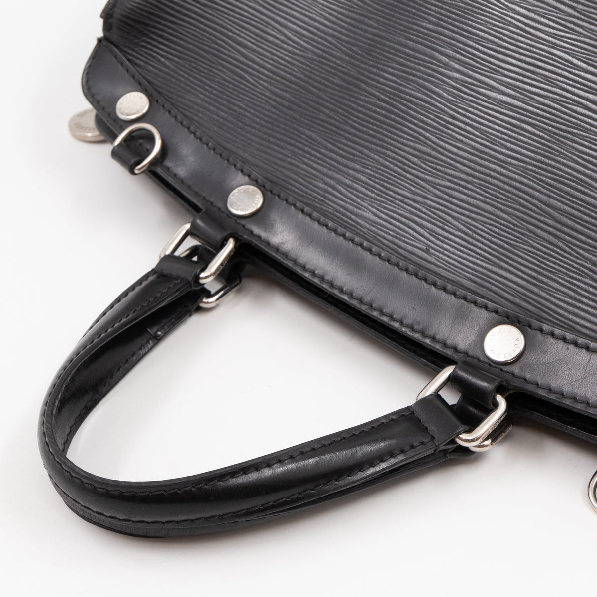 Brea MM Black Epi Leather with Rouge Silver Charm