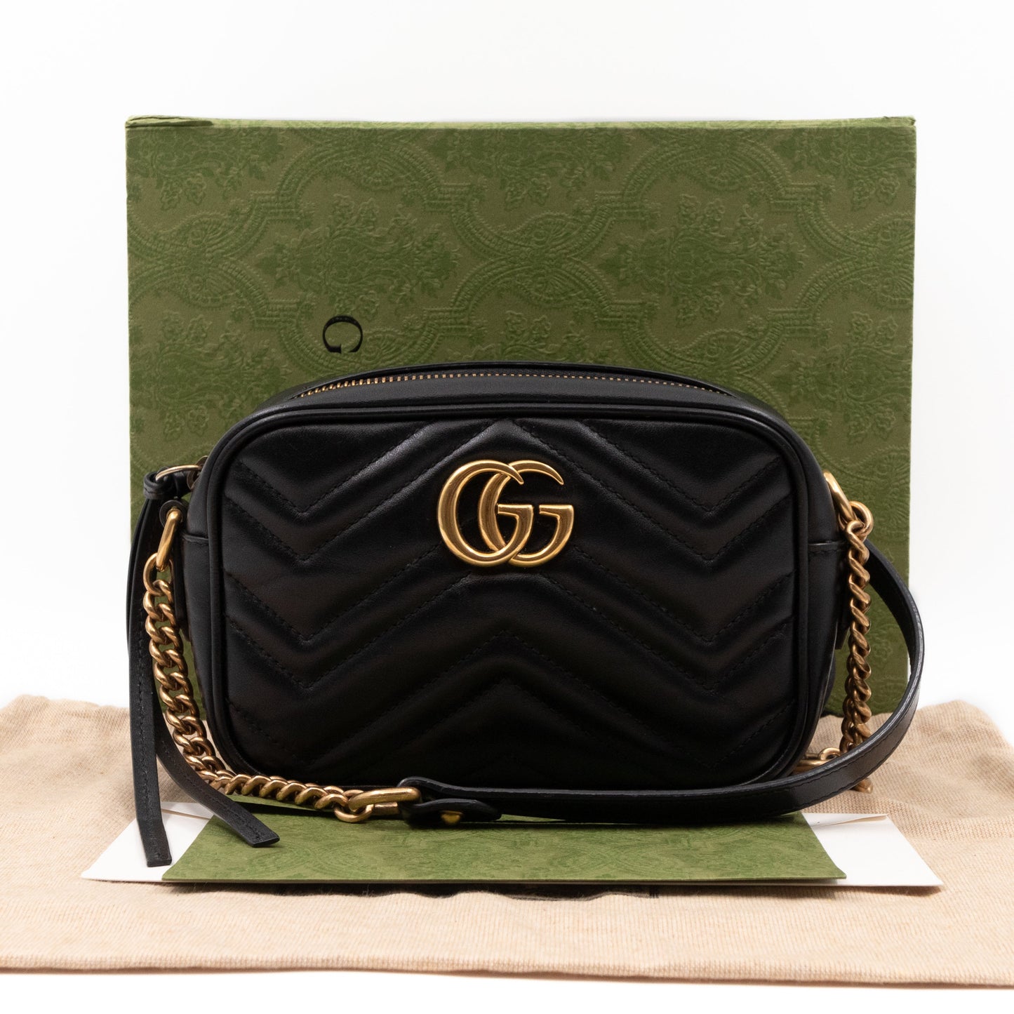 Gucci GG Marmont Matelassé Mini Black Leather Bag