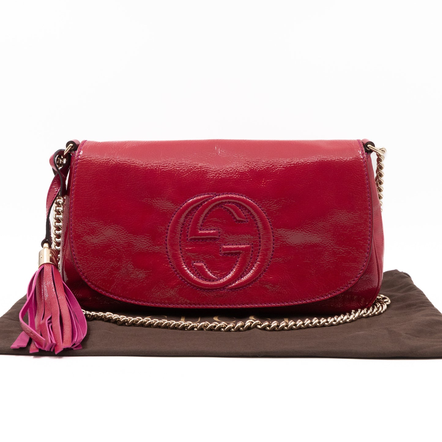 Gucci Soho Medium Flap Chain Bag Fuchsia Patent Leather