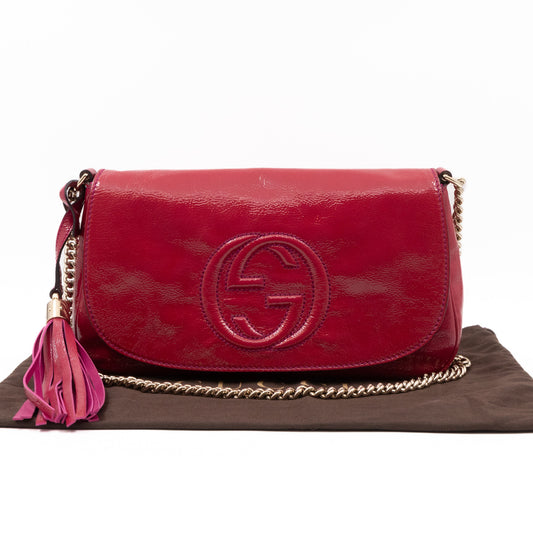 Gucci Soho Medium Flap Chain Bag Fuchsia Patent Leather