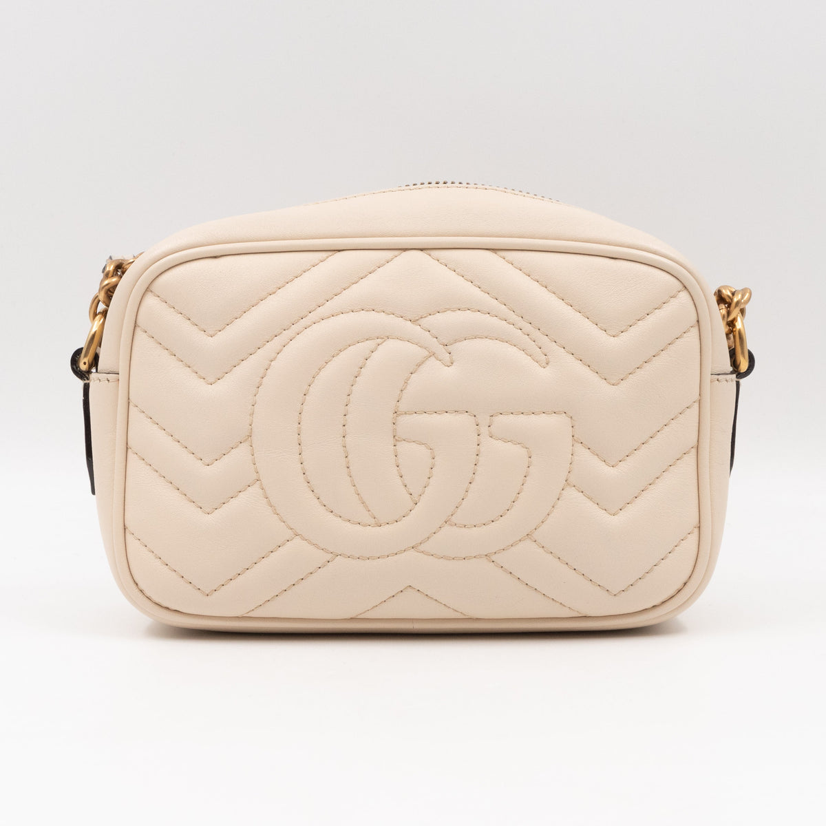 GG Marmont Matelassé Mini Cream Leather Bag