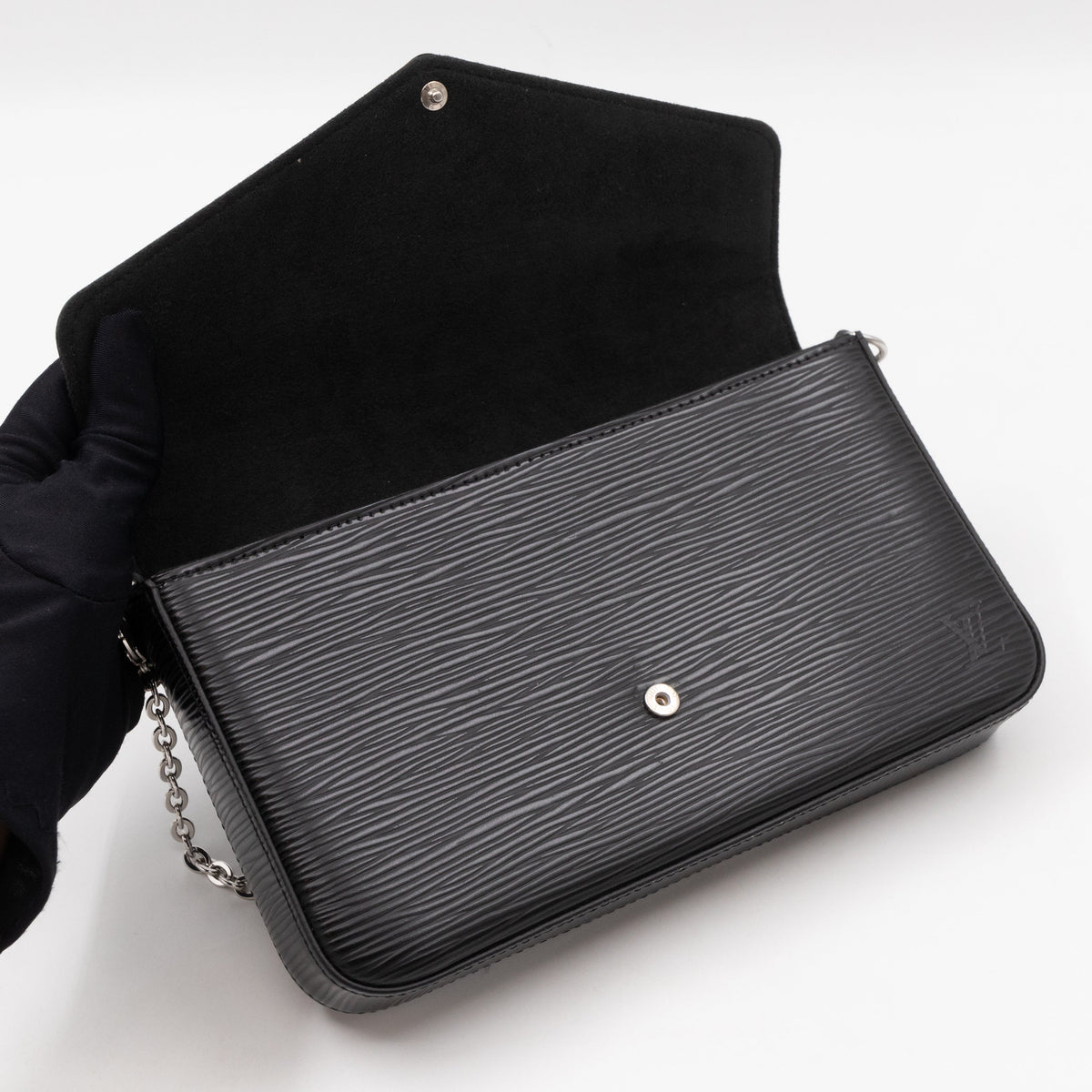 Pochette Felicie Black Epi Leather