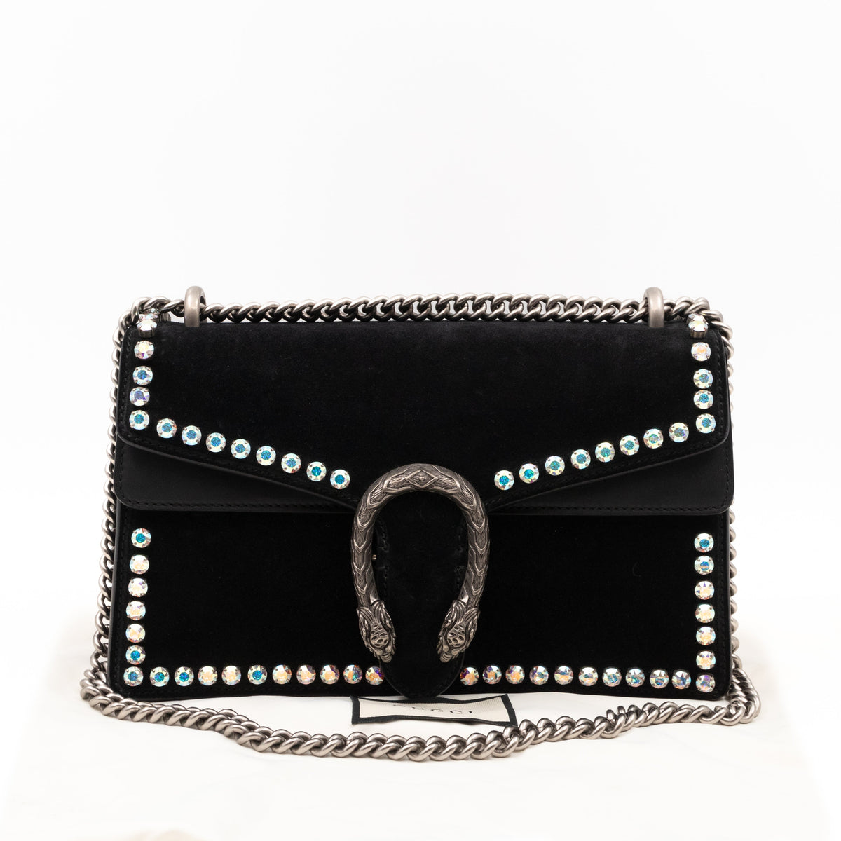 Dionysus Small Black Suede Leather with Crystal