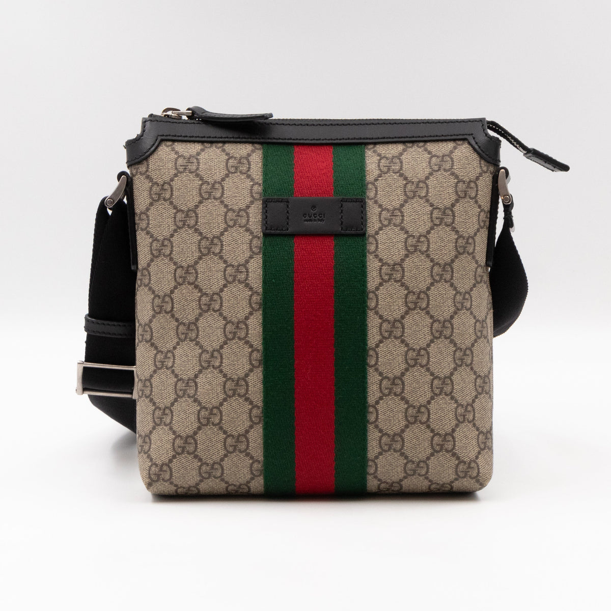 Messenger Small GG Supreme with Web Stripe Black Leather
