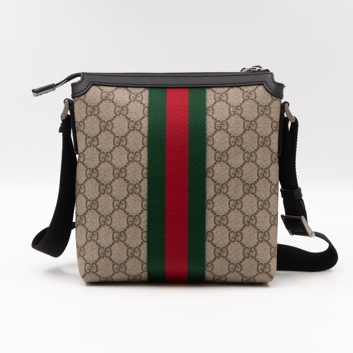 Messenger Small GG Supreme with Web Stripe Black Leather