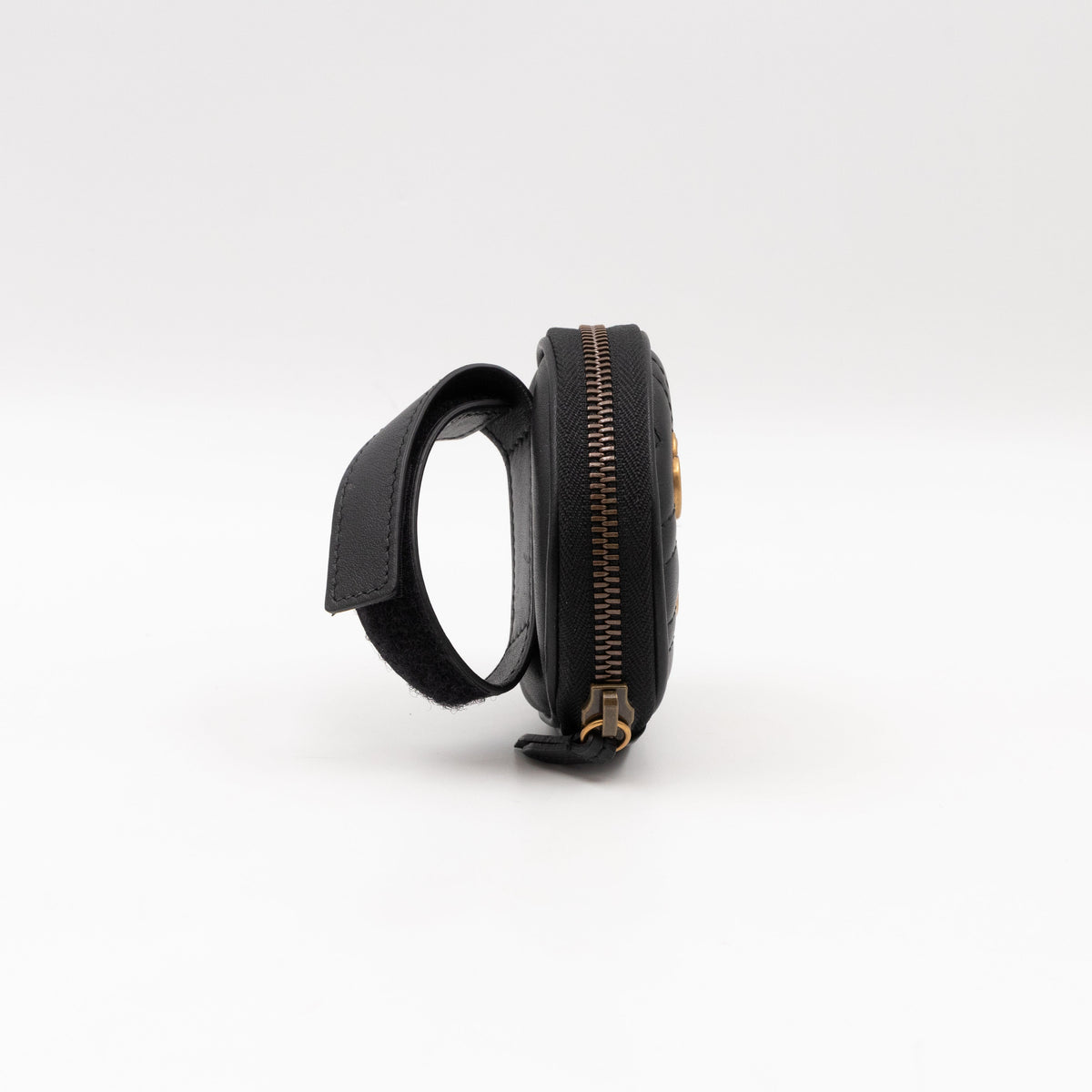 Wrist Pouch Animal Studs Black Leather