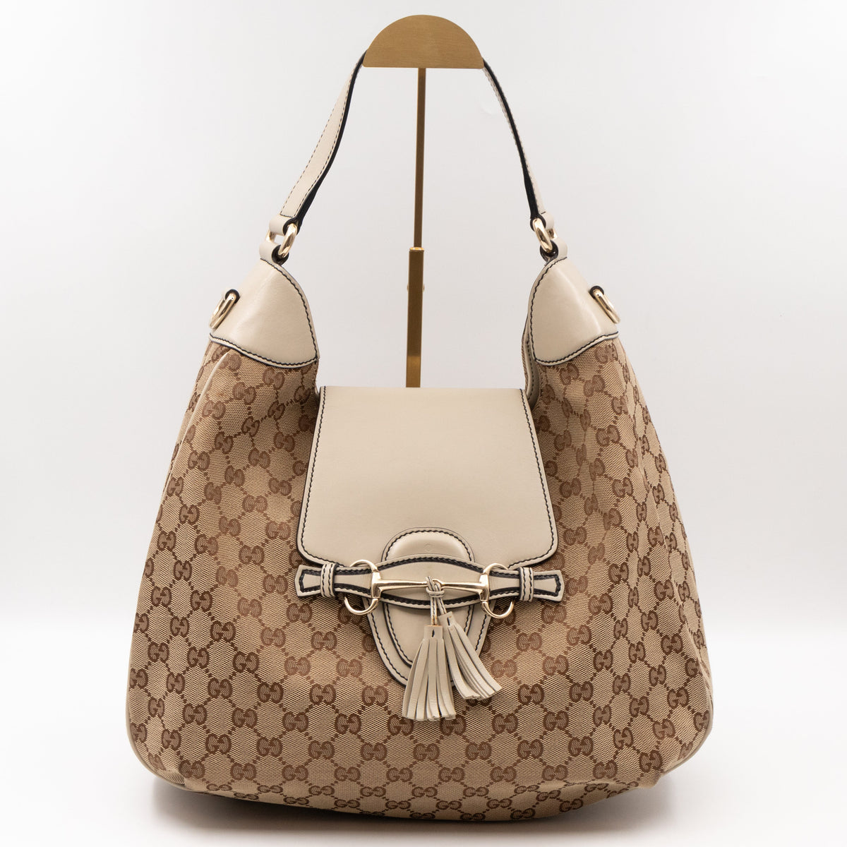 Emily Hobo Bag GG Canvas & White Leather