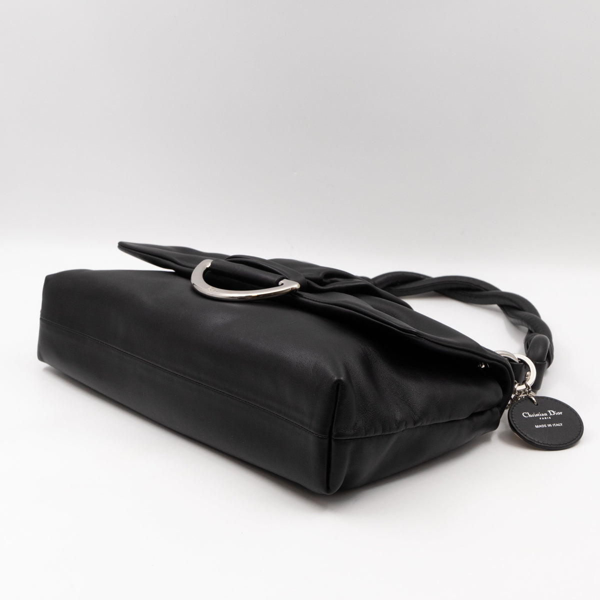 Demi Lune Small Flap Bag Black Leather