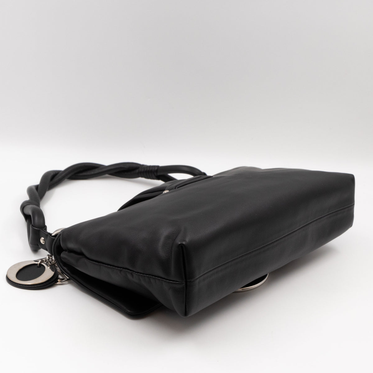 Demi Lune Small Flap Bag Black Leather