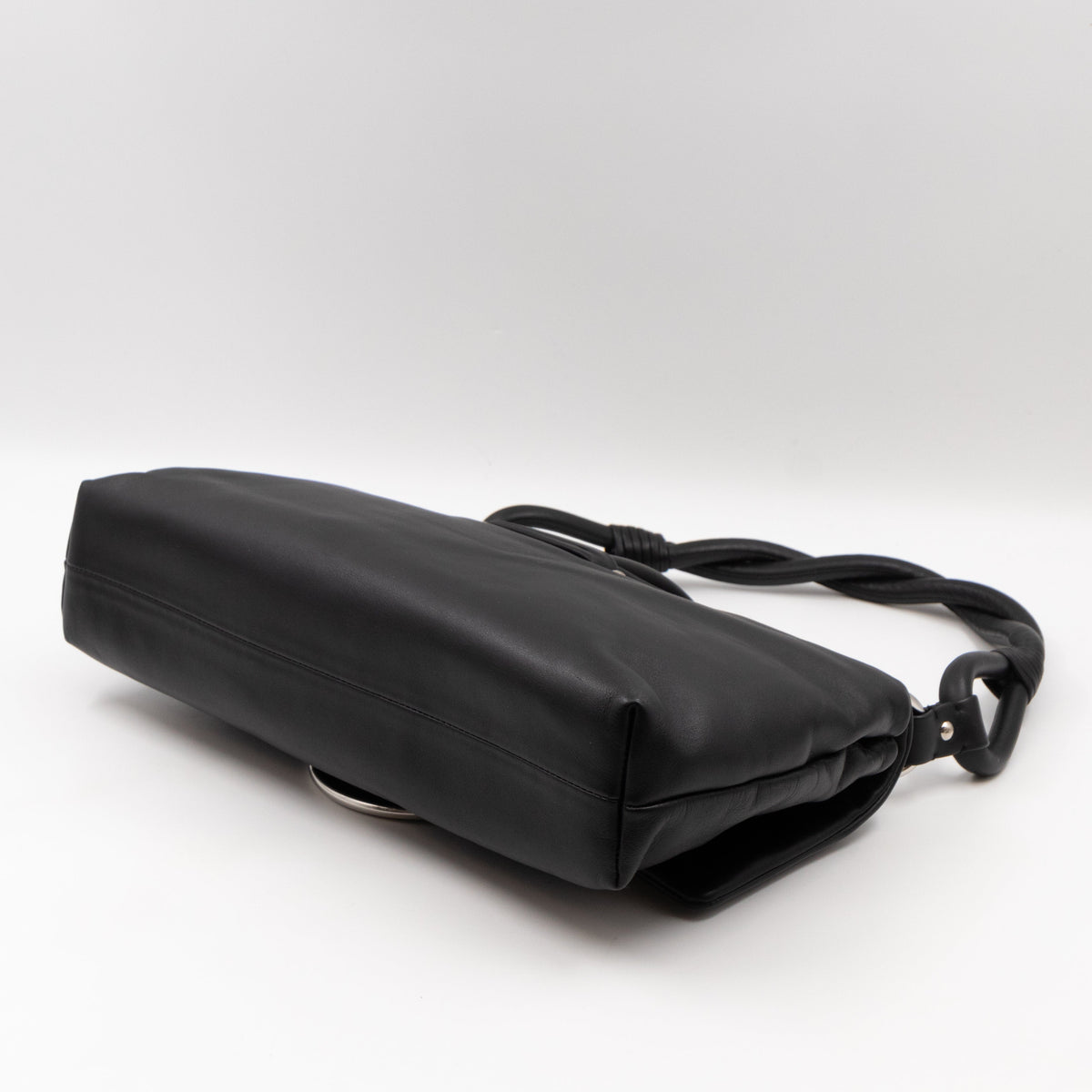 Demi Lune Small Flap Bag Black Leather
