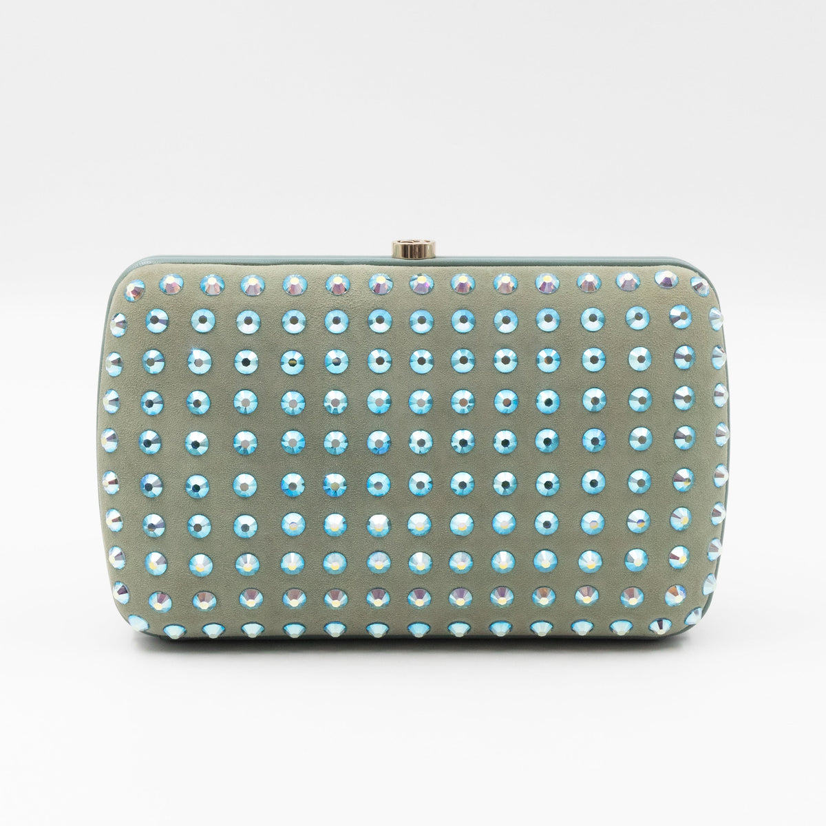 Broadway Blue Suede Crystal Embellished Clutch
