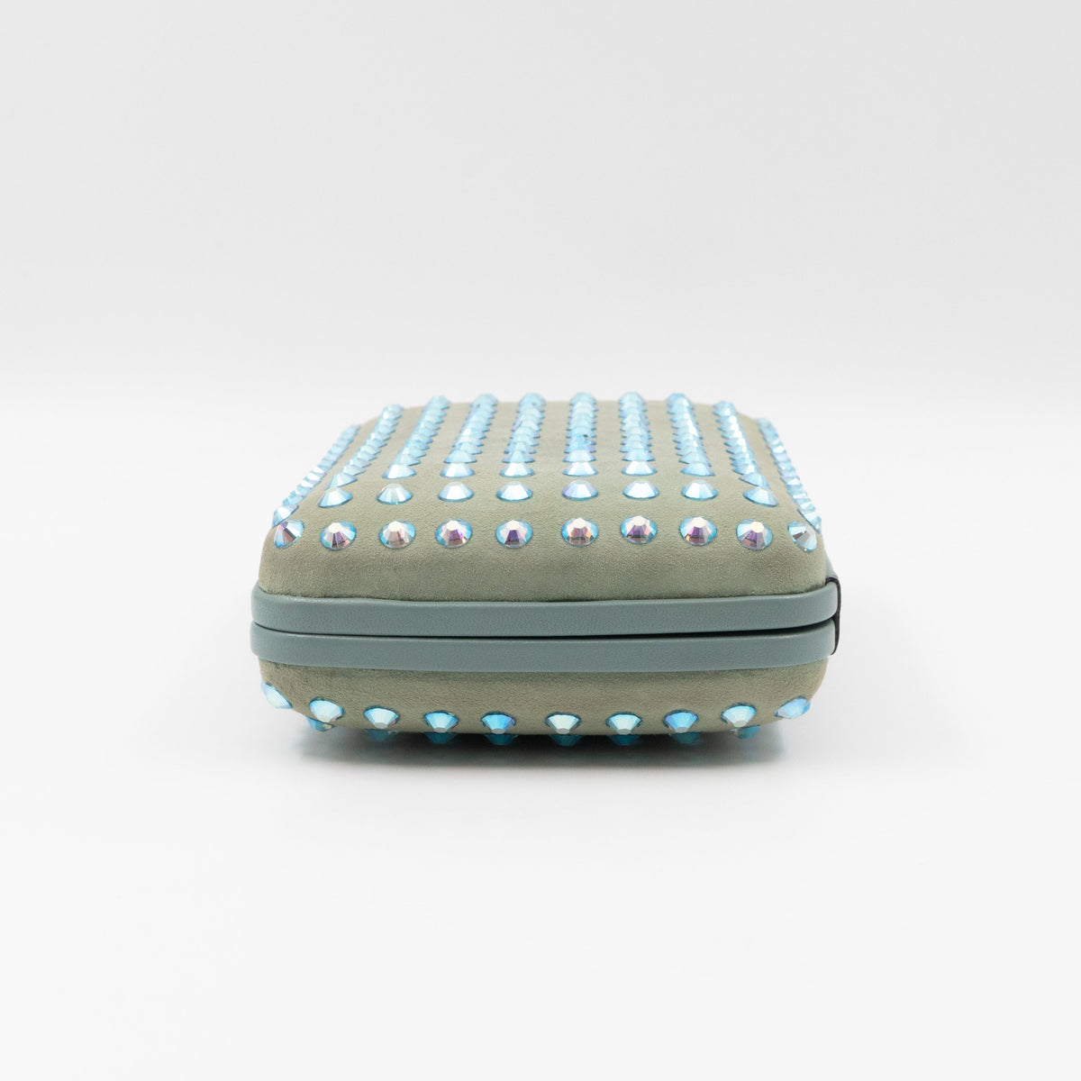Broadway Blue Suede Crystal Embellished Clutch