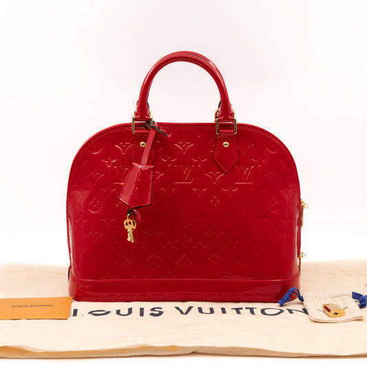 Alma PM Red Vernis Leather
