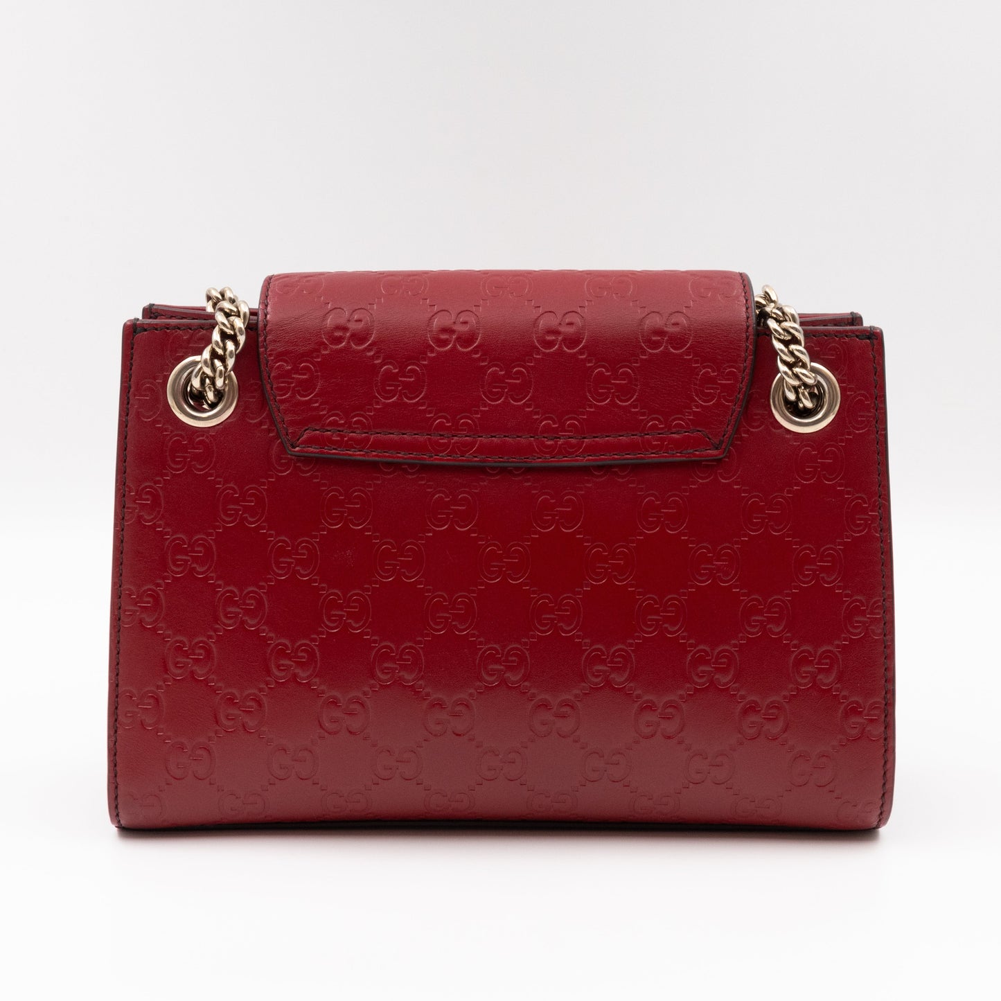 Emily Small Chain Shoulder Bag Red Guccissima Leather