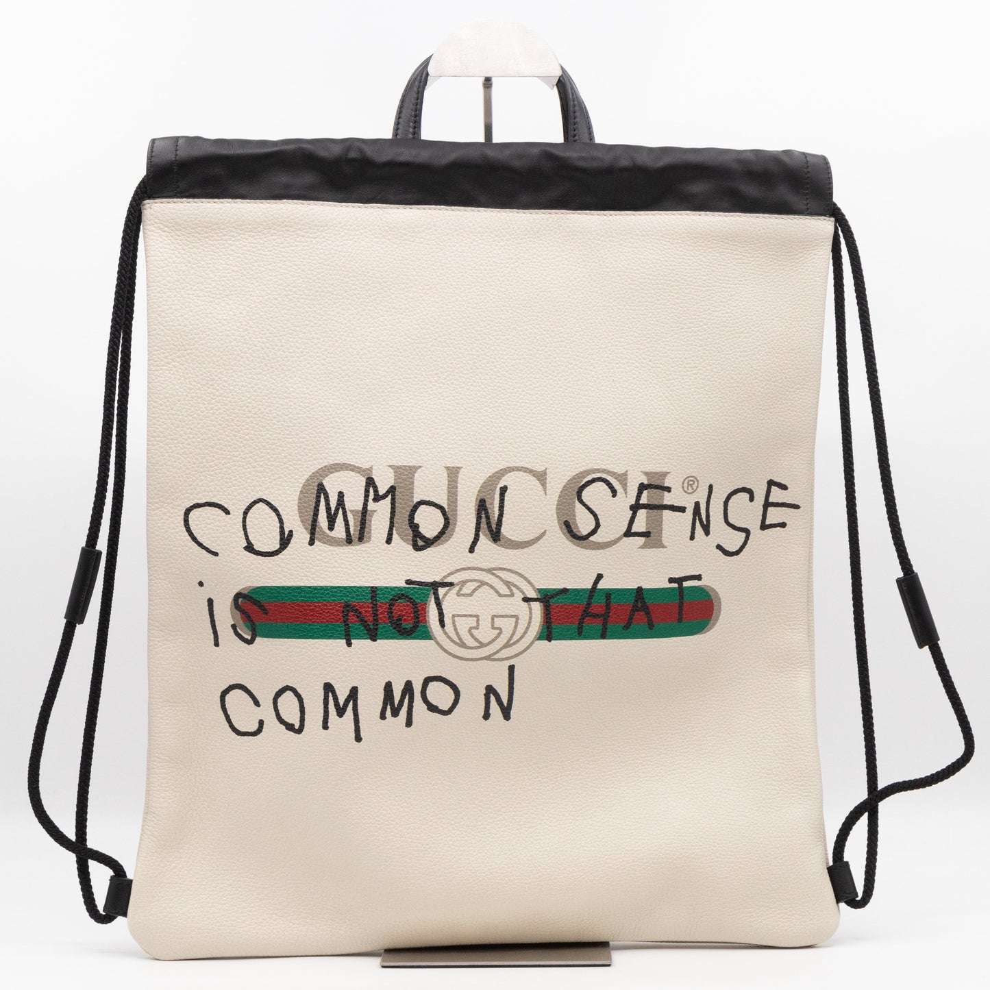 Coco Capitan Logo Drawstring Backpack White Leather
