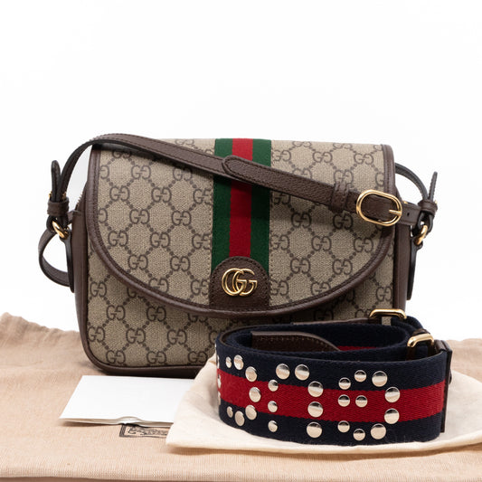 Ophidia GG Small Shoulder Bag GG Supreme Brown