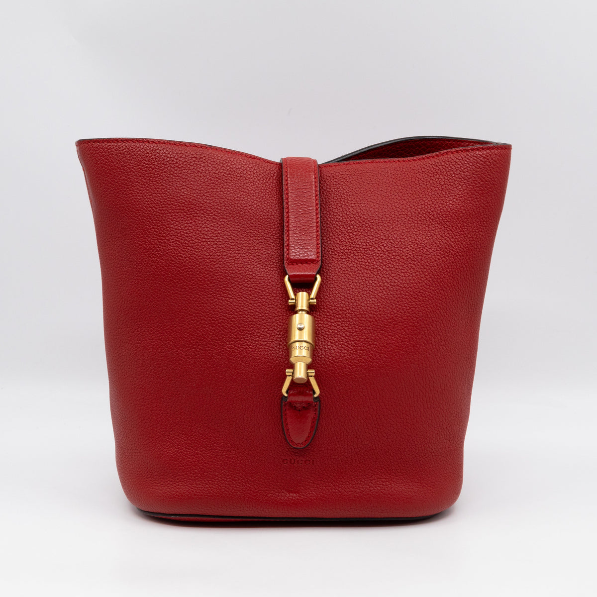 Small Jackie Soft Bucket Bag Red Leather