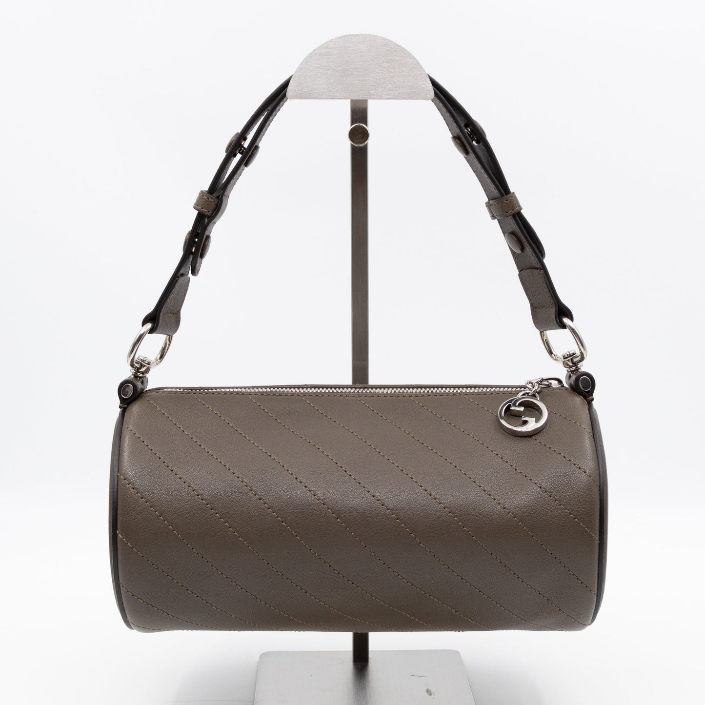 Small Blondie Shoulder Bag Diagonal Quilted Olive Leather