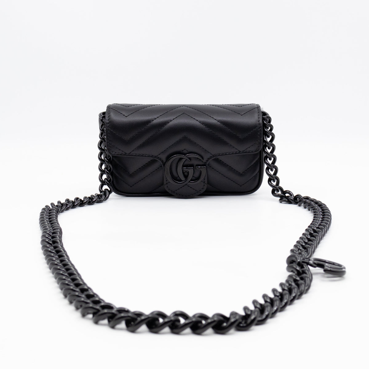 GG Marmont Chain Belt Bag Black Leather