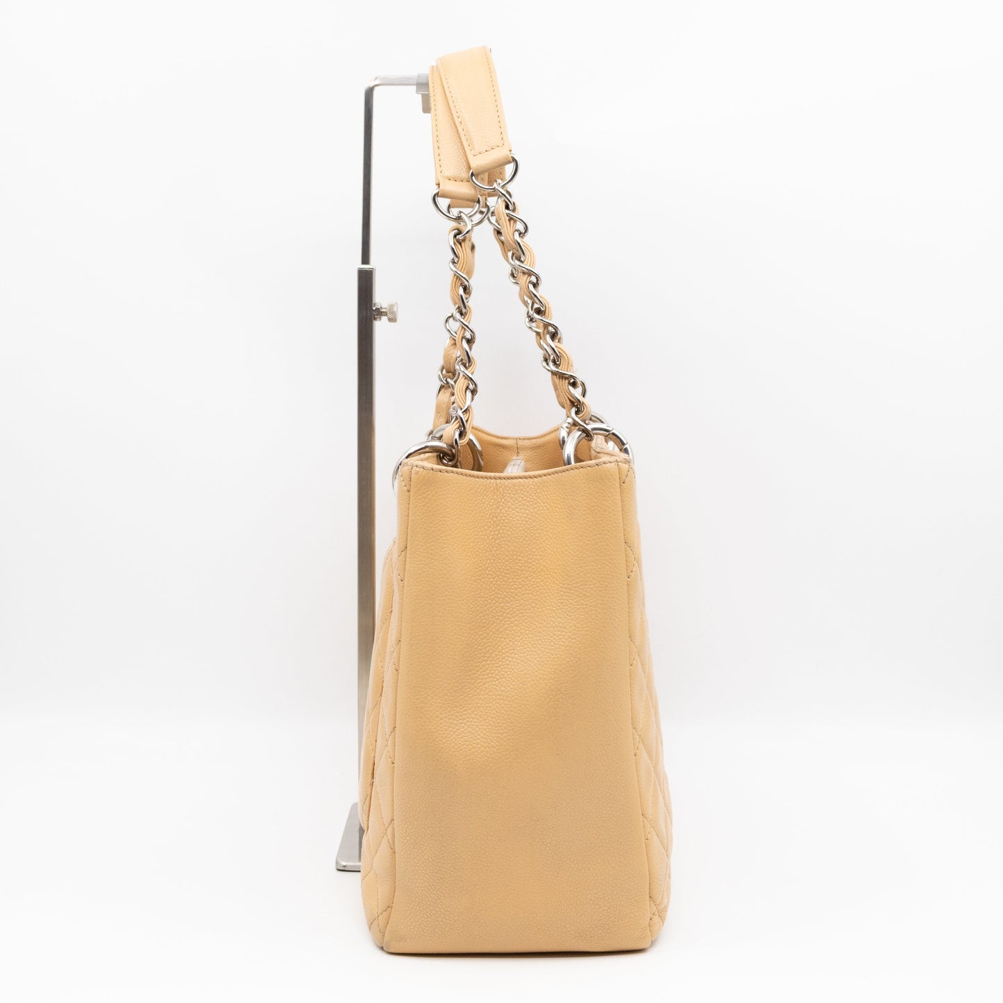 GST Grand Shopping Tote Beige Caviar Silver