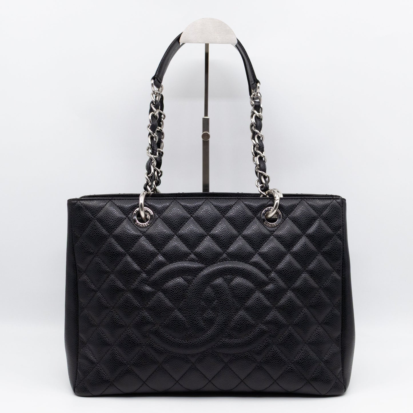 GST Grand Shopping Tote Black Caviar Silver