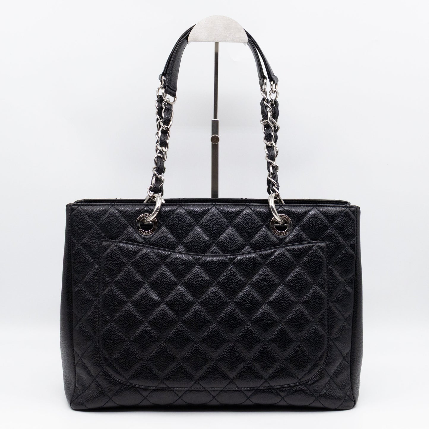 GST Grand Shopping Tote Black Caviar Silver