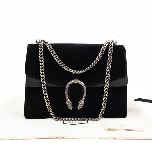 Gucci Dionysus Medium Black Suede Leather