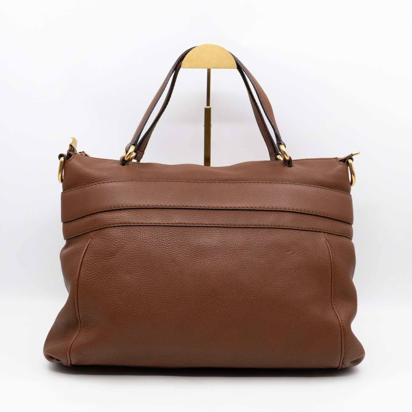 Gucci Ride Top Handle Tote Bag Brown Leather