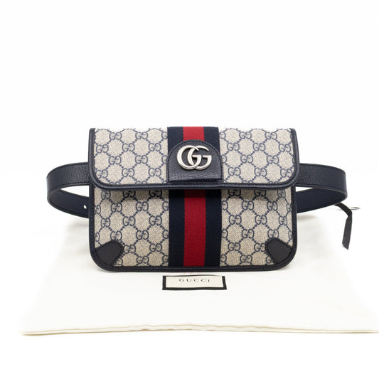 Gucci Ophidia Small Belt bag GG Supreme Navy Leather 85/34