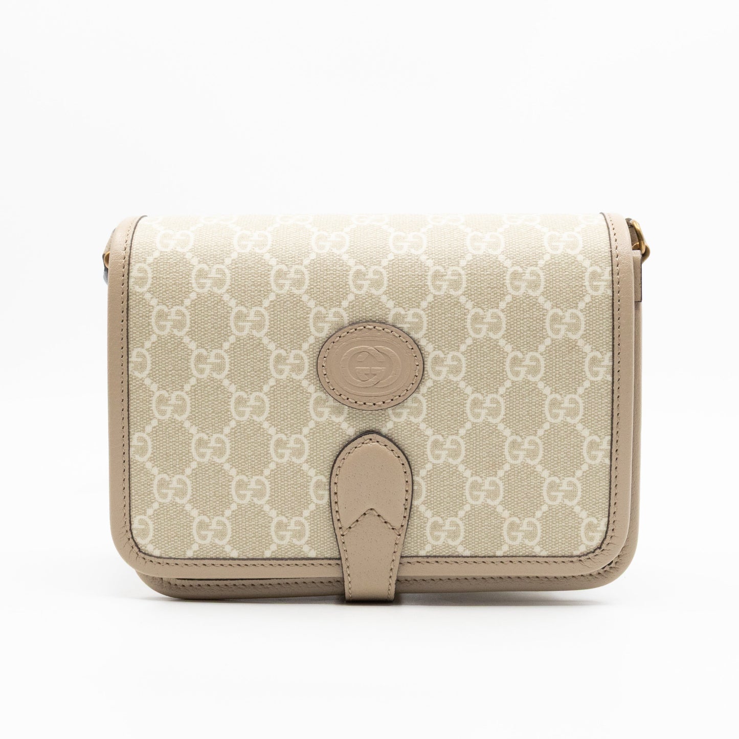 Mini Crossbody Bag Interlocking G Beige GG Supreme Canvas