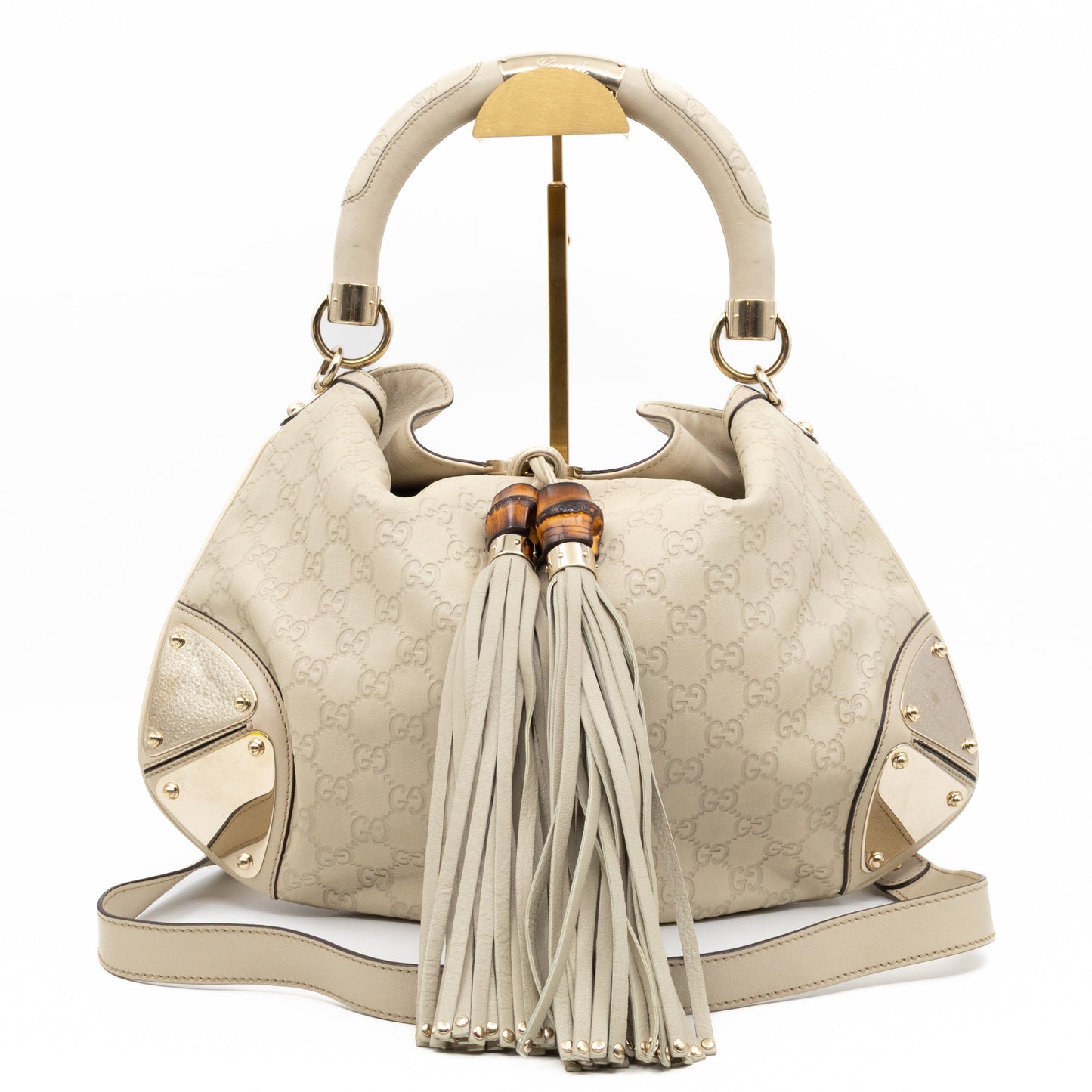 Indy Top Handle Guccissima Ivory Leather