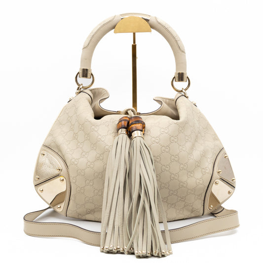 Indy Top Handle Guccissima Ivory Leather