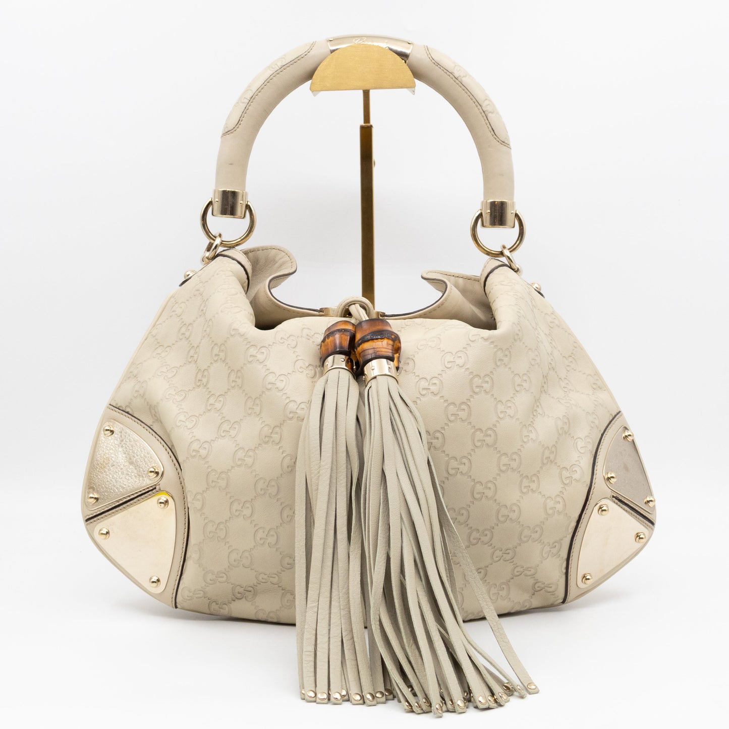 Indy Top Handle Guccissima Ivory Leather