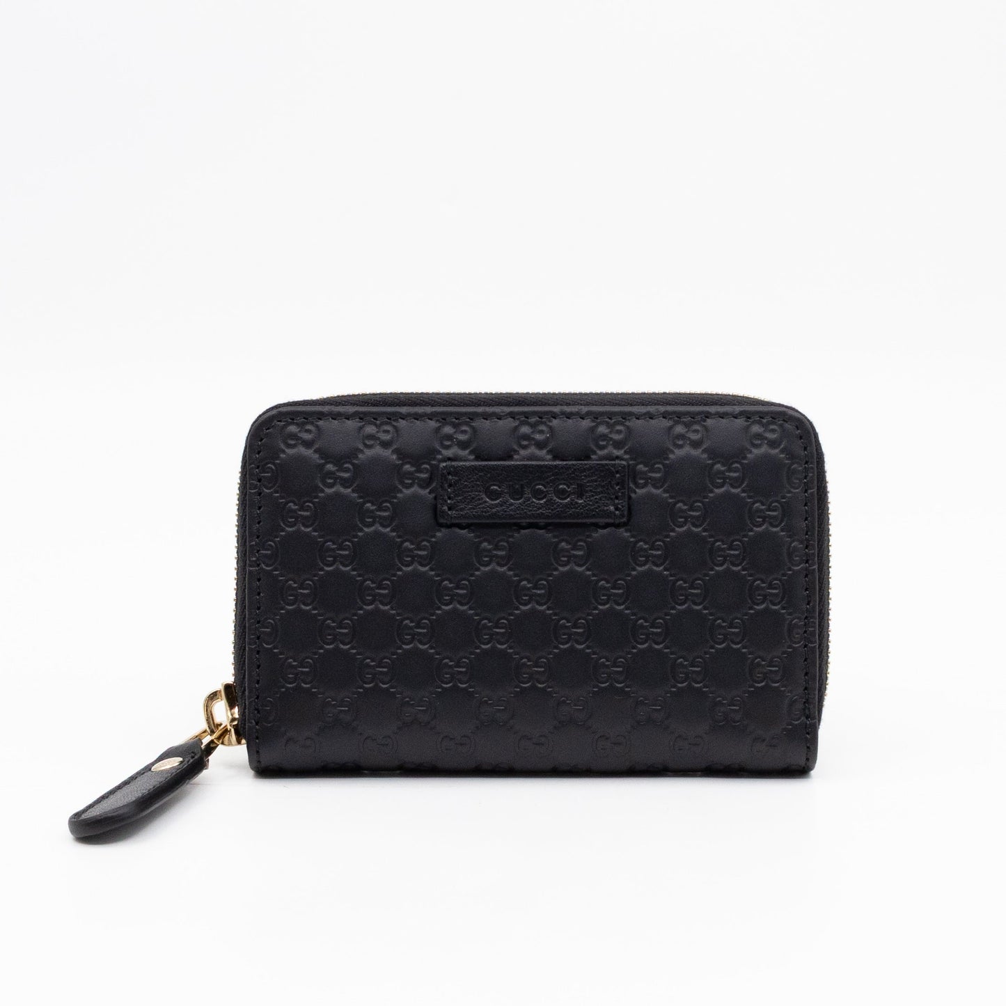 Zip Around Coin Purse Black Guccissima Leather