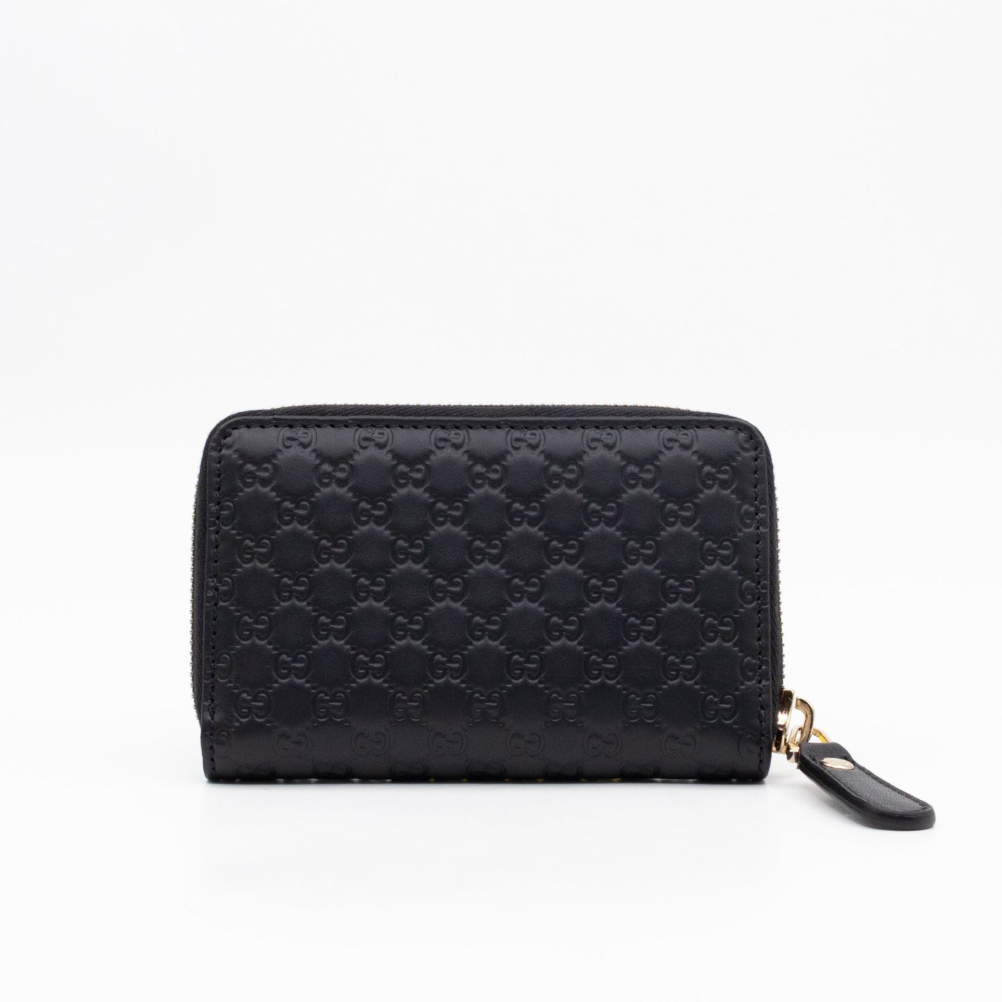 Zip Around Coin Purse Black Guccissima Leather