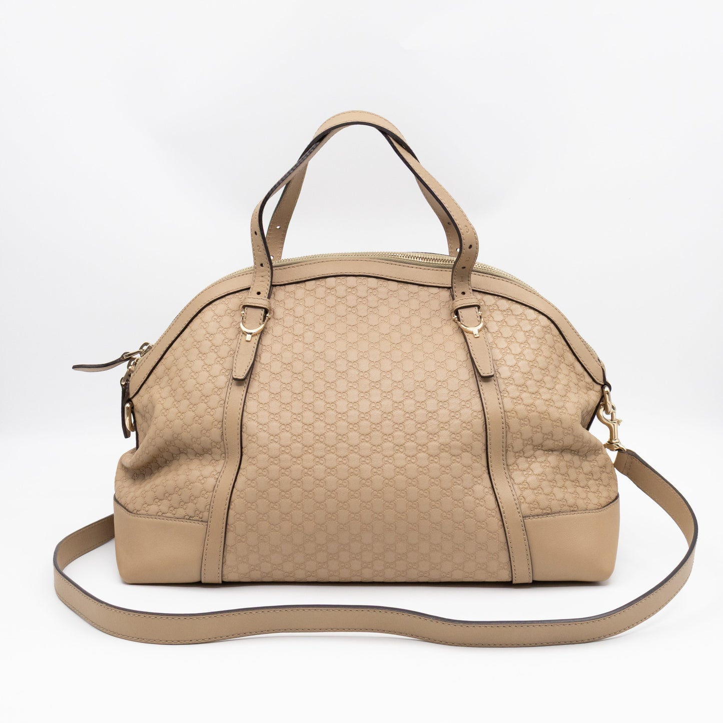 Nice Top Handle Bag Beige Microguccissima Leather