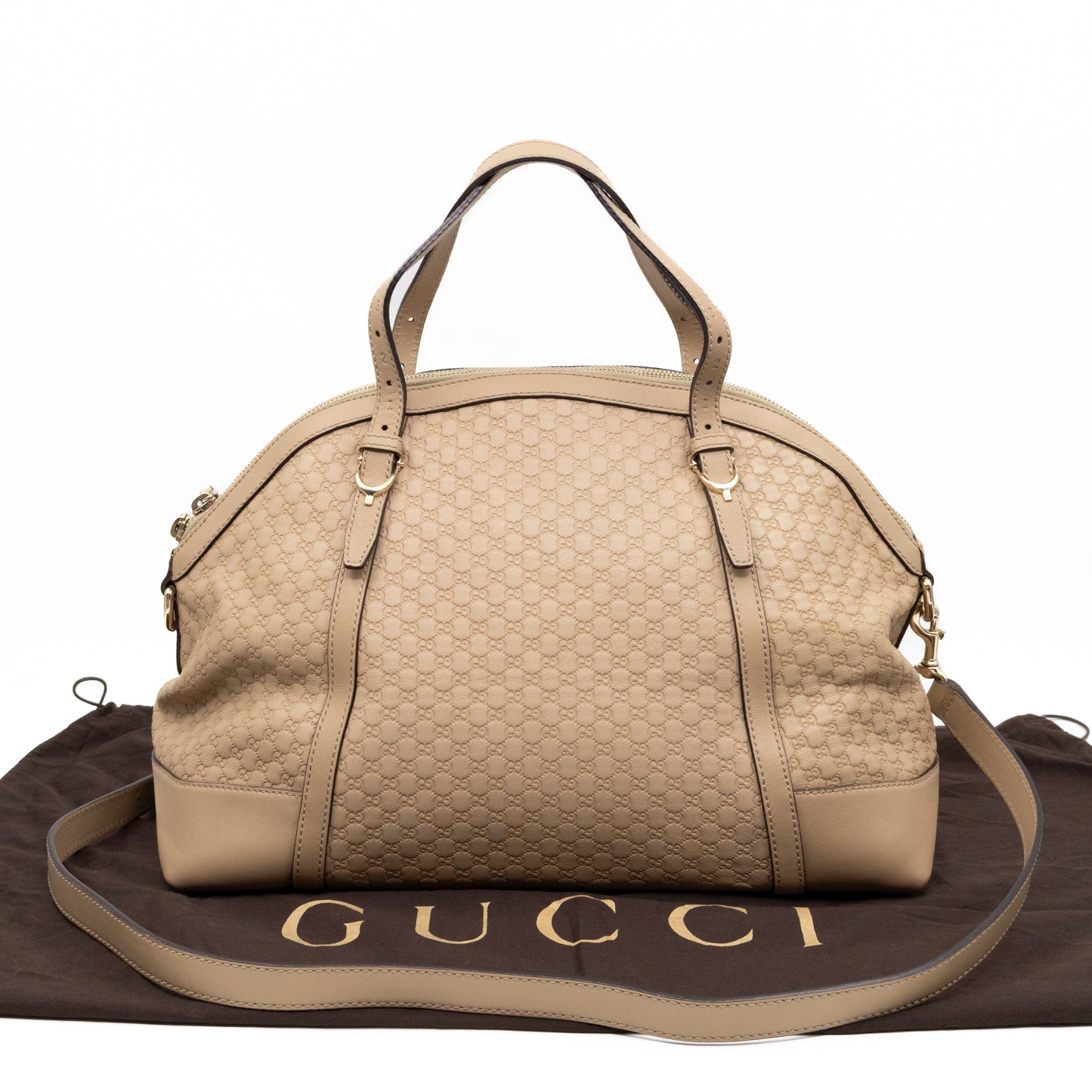 Nice Top Handle Bag Beige Microguccissima Leather