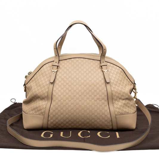 Nice Top Handle Bag Beige Microguccissima Leather